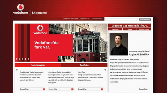 Vodafone Shop Homepage Screenshot link to http://www.dortkaniletisim.com/